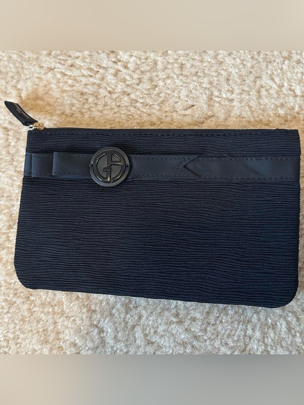 GIORGIO ARMANI 100% AUTHENTIC black zip up pouch ba